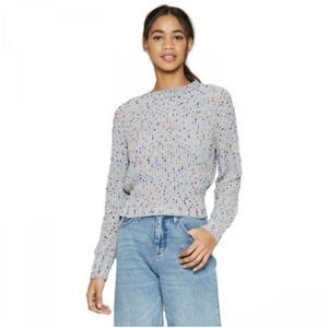 Wild Fable Chenille Grey Rainbow Confetti Dots Mock Neck Long Sleeve Sweater | M